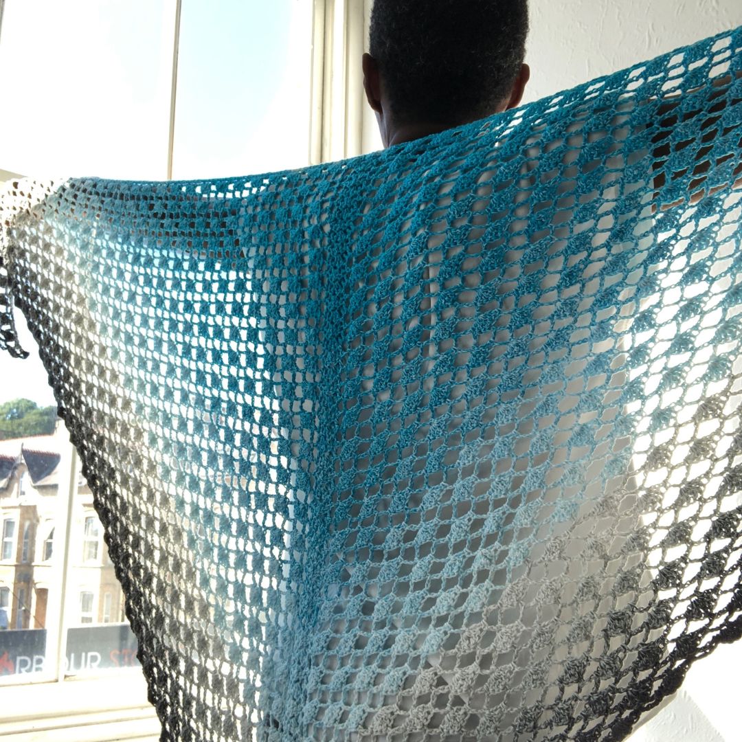 Two M's Shawl easy crochet lace triangle shawl pattern