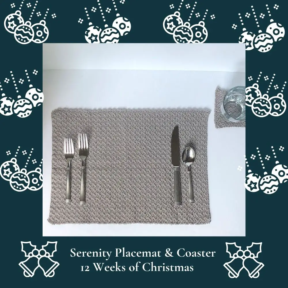 Crochet Christmas gift ideas pattern - Serenity Placemat and Coaster Set