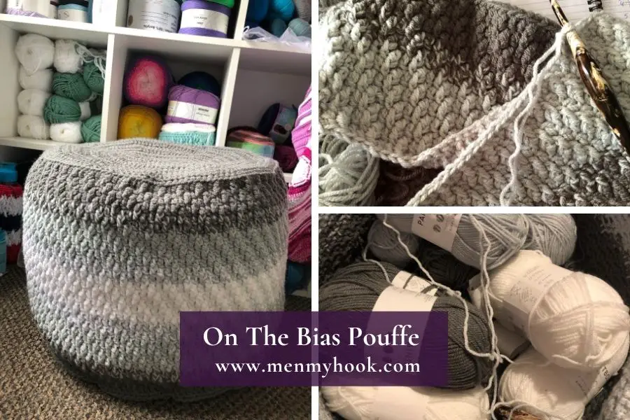 On The Bias Pouffe, large easy crochet pouffe pattern