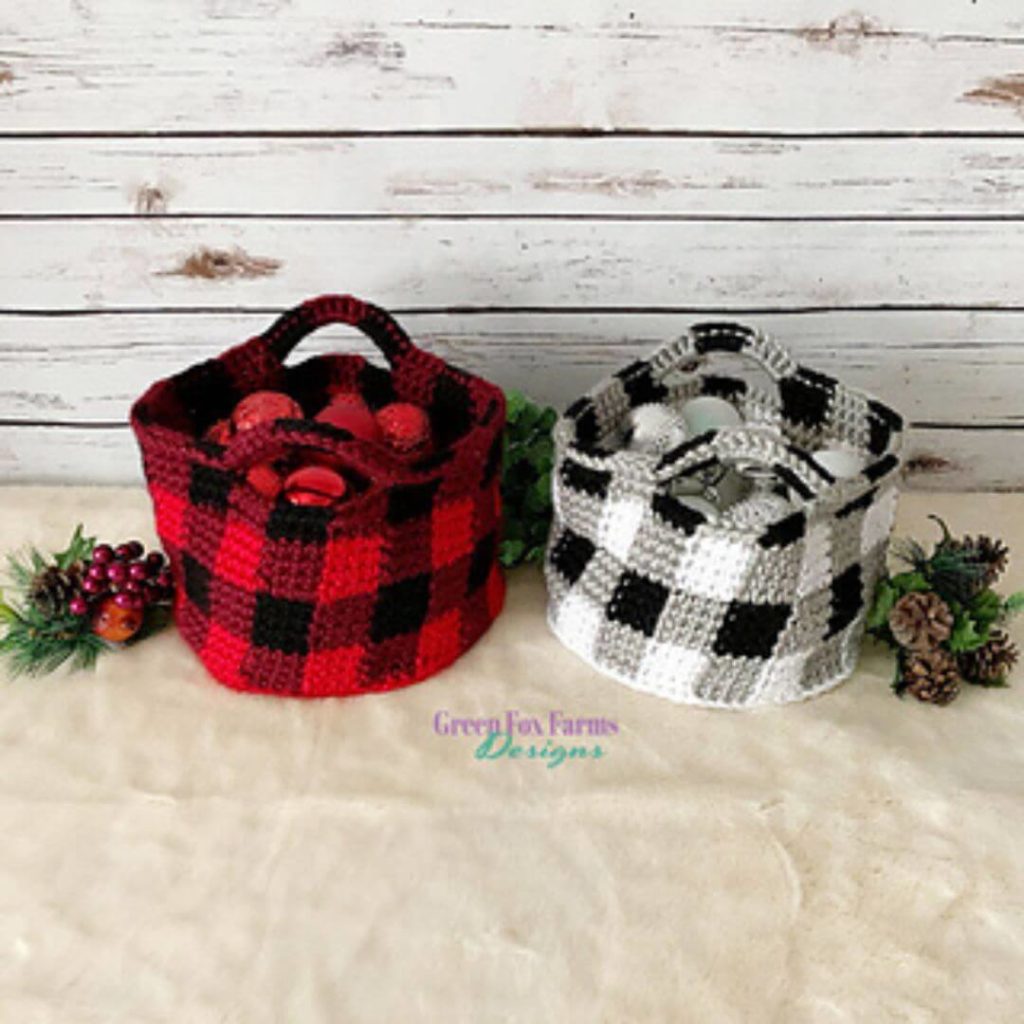 Buffalo Plaid Crochet Basket Pattern