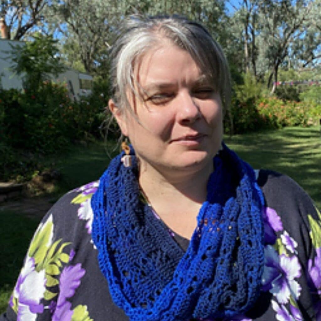 Hawthorne Crochet Cowl Pattern Carmel Test version in Blue
