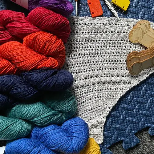 In The Mood Triangle Shawl Crochet Pattern with Chakra Colours
